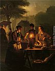 Petrus Van Schendel An Evening Market painting